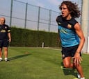 Puyol se incorpora en solitario a los entrenamientos del Barça