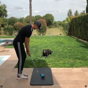 En las redes sociales de Luuk de Jong se le puede ver en varias ocasiones practicando golf. En esta ocasión junto a su mascota.