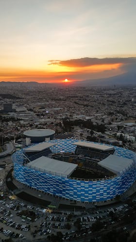 Aerial view Stadium during the final first-leg match between America and Monterrey as part of the Torneo Apertura 2024 Liga MX at Cuauhtemoc Stadium, on December 12, 2024 in Puebla, Mexico.