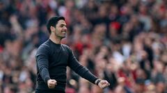 FILE PHOTO: Soccer Football - Premier League - Arsenal v Manchester United - Emirates Stadium, London, Britain - April 23, 2022 Arsenal manager Mikel Arteta celebrates after the match Action Images via Reuters/Paul Childs EDITORIAL USE ONLY. No use with unauthorized audio, video, data, fixture lists, club/league logos or 'live' services. Online in-match use limited to 75 images, no video emulation. No use in betting, games or single club /league/player publications.  Please contact your account representative for further details./File Photo