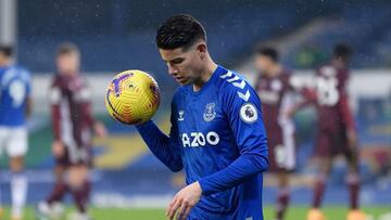 James Rodr&iacute;guez en un partido del Everton