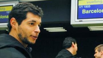 <b>TRANQUILIDAD. </b>Entrerríos y Kallman, en el aeropuerto de Ciudad Real antes de viajar a Barcelona.