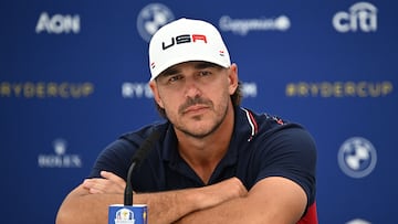 US golfer, Brooks Koepka attends a press conference ahead of the 44th Ryder Cup at the Marco Simone Golf and Country Club in Rome on September 27, 2023. (Photo by Paul ELLIS / AFP)