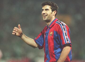 Figo llegó a Barcelona con 23 años para suplir la salida de Laudrup al Real Madrid. El luso se convirtió en un ídolo para la afición y en uno de los capitanes del equipo en las cinco temporadas que permaneció en el club. Convirtiéndose en el fichaje más c