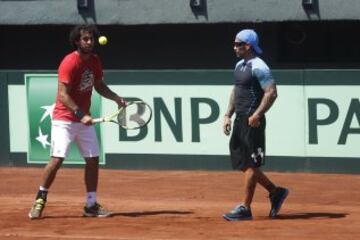 Gonzalo Lama y Gerardo Irarrazabal entrenaron junto a los capitanes del equipo de Copa Davis.