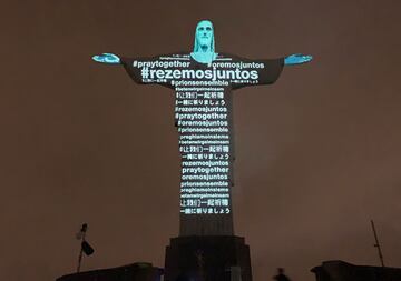 Cristo Redentor se ilumina como símbolo de unión ante coronavirus