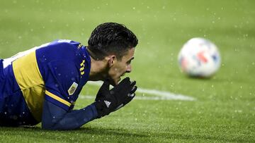 BUENOS AIRES, ARGENTINA - AUGUST 08: Christian Pavon of Boca Juniors reacts during a match between Boca Juniors and Argentinos Juniors as part of Torneo Liga Profesional 2021 at Estadio Alberto J. Armando on August 8, 2021 in Buenos Aires, Argentina. (Photo by Marcelo Endelli/Getty Images)