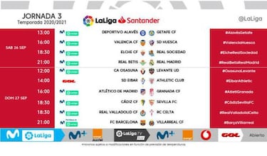 LaLiga cambia cuatro horarios de la 3ª jornada y pone los de la 4ª