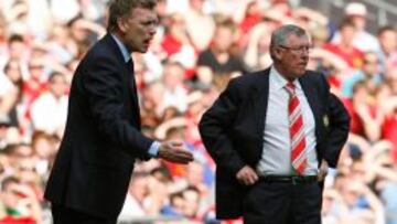 David Moyes, izquierda, sustituirá a Ferguson, derecha, desde el 1 de julio.