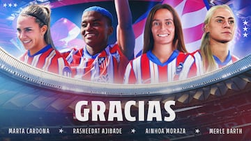 Oficial: Ajibade, Moraza, Cardona y Barth dicen adiós al Atlético