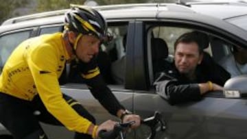 Johan Bruyneel, en una carrera junto a Lance Armstrong. 