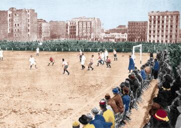 Este escenario, no confundir con el anterior, era donde jugaba habitualmente sus encuentros el Athletic de Madrid, que se lo cedió al Madrid para que jugase su eliminatoria de Copa ante el Barcelona en 1916. Lo que se preveía que iba a ser un encuentro acabaron siendo tres (uno acabó finalizando en empate ¡a seis goles!), y con polémica: en el tercer partido, con 3-2 a favor de los blancos, una jugada aislada blanca acaba con gol de Sotero Aranguren. Los jugadores azulgrana protestan al colegiado Berraondo (exfutbolista de ambos clubes) la concesión el tanto: consideran que el madridista estaba en posición antirreglamentaria. Al no ser atendida su petición, el capitán azulgrana Massana decide retirar del campo al equipo azulgrana a falta de unos siete-ocho minutos para el final del encuentro. El Madrid accede así a la final de la Copa…