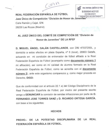 La RFEF abre expediente a Fernando Torres