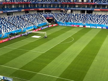 Así está el césped de Kaliningrado a 24 horas del partido de España