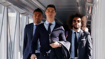 Casemiro, Cristiano y Marcelo,  llegando a Tur&iacute;n.