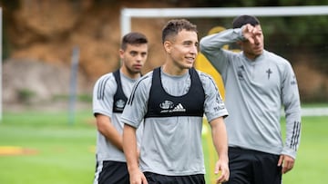 El turco-dan&eacute;s Emre Mor, durante un entrenamiento del Celta. 