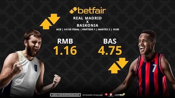 Real Madrid vs. Baskonia (partido 1): horario, dónde ver, pronósticos, estadísticas y cuadro