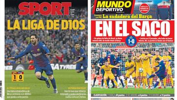 Portadas de los diarios Sport y Mundo Deportivo del día 5 de marzo de 2018.