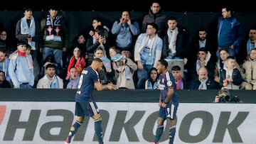 Endrick celebra el gol anotado ante el Celta en Balaídos.