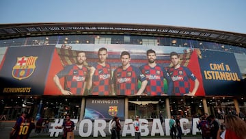 Barcelona, Spain - October 2, 2019 General view outside the stadium before the match