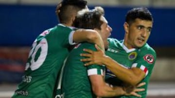 David Drocco celebra tras anotar el gol del triunfo de Audax sobre Antofagasta.