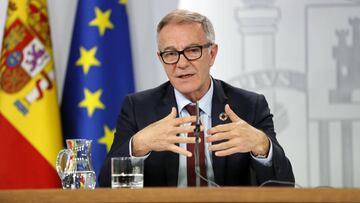 El ministro de Cultura y Deporte Jos&eacute; Guirao interviene en la rueda de prensa posterior al Consejo de Ministros en el Palacio de la Moncloa de Madrid.