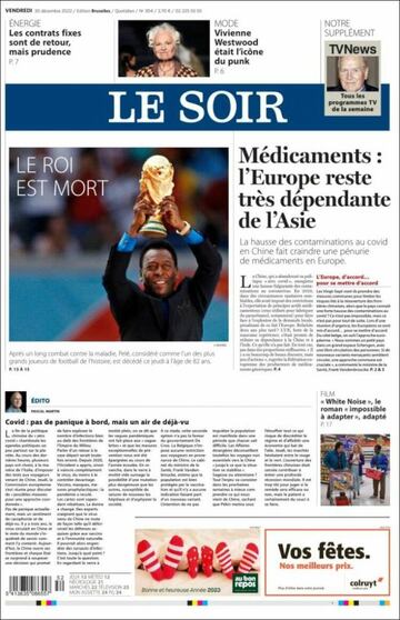 Tributes to Pelé on the front pages of the world