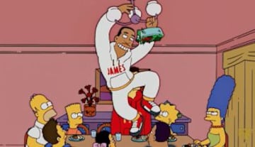 La estrella de los Cavaliers de Cleveland no consigue que sus festejos sean del agrado de la afición. Es por ello que contacta a Homero Simpson para que le de algunos creativos consejos que resultan en todo un éxito para LeBron. 