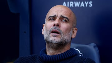 Pep Guardiola, entrenador del Manchester City, durante un partido.
