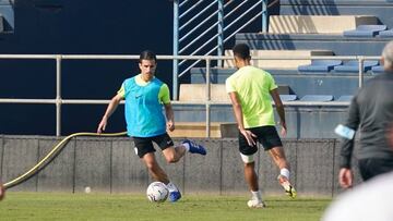 Matos, en su primer entrenamiento como jugador del M&aacute;laga.