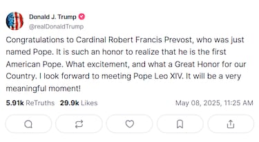 La reacci車n de Trump al primer Papa estadounidense: ※Es un gran honor§