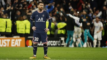 Messi, en el Bernab&eacute;u, tras caer eliminado ante el Real Madrid. 