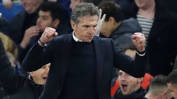 Soccer Football - Premier League - Chelsea v Leicester City - Stamford Bridge, London, Britain - December 22, 2018 Leicester City manager Claude Puel celebrates after the match Action Images via Reuters/Matthew Childs EDITORIAL USE ONLY. No use with un
