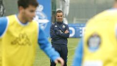 Borja Jiménez en un entrenamiento con el Deportivo.