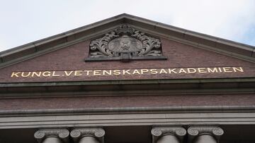 A view of the sign for the Royal Swedish Academy of Sciences, where the Nobel Prize in Chemistry is announced, in Stockholm, Sweden, October 4, 2023. REUTERS/Tom Little