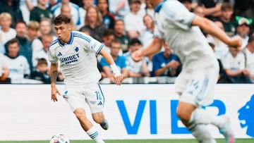 Copenhagen (Denmark), 22/07/2025.- Rodrigo Huescas, FC Copenhagen (13) in action during the UEFA Champions League qualification match against DC Drita in Parken Stadium in Copenhagen, Denmark, 22 July 2025. (Liga de Campeones, Dinamarca, Copenhague) EFE/EPA/Thomas Traasdahl DENMARK OUT DENMARK OUT
