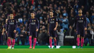 Luis Su&aacute;rez, Neymar, Busquets y Andr&eacute; Gomes.