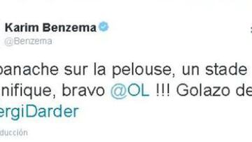 Así mostró su alegría Karim Benzema tras la victoria del Olympique de Lyon ante el París Saint-Germain en la Ligue 1.