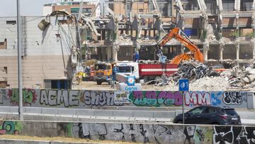 Aspecto de la demolición del Estadio Vicente Calderón a 24 de julio de 2019.
