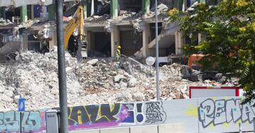 Aspecto de la demolición del Estadio Vicente Calderón a 24 de julio de 2019.

