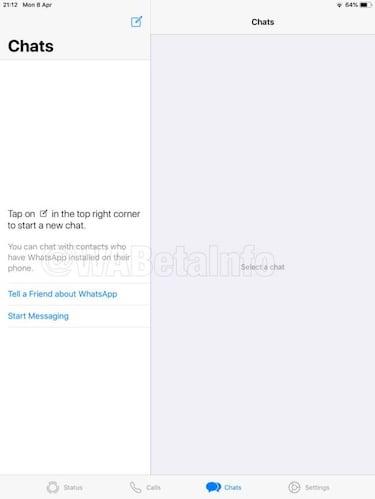 WhatsApp en iPad: pantalla dividida, rediseño UI, apuntarse a la Beta
