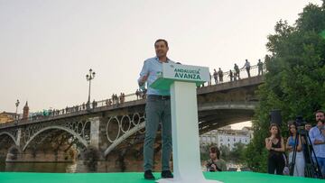 SEVILLE ANDALUCIA, SPAIN - JUNE 17: The president of the PP-A and candidate for re-election as President of the Junta, Juanma Moreno closes the closing ceremony of the PP campaign for the regional elections of the next 19 in Seville on June 17, 2022. (Photo By Eduardo Briones/Europa Press via Getty Images)