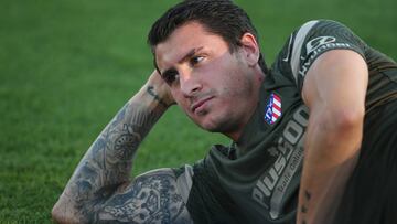 Giménez, en un entrenamiento del Atlético de Madrid.