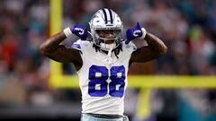 MIAMI GARDENS, FLORIDA - DECEMBER 24: CeeDee Lamb #88 of the Dallas Cowboys reacts after a first down during the fourth quarter in the game against the Miami Dolphins at Hard Rock Stadium on December 24, 2023 in Miami Gardens, Florida.   Megan Briggs/Getty Images/AFP (Photo by Megan Briggs / GETTY IMAGES NORTH AMERICA / Getty Images via AFP)