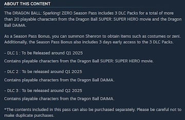 Dragon Ball Sparking Zero DLC