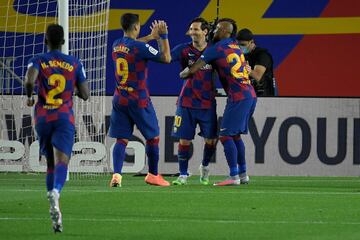 2-0. Leo Messi celebró el segundo tanto que marcó de penalti.