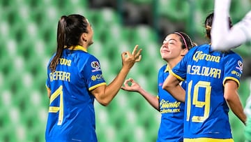 during the 4th round match between Santos and America as part of the Torneo Clausura 2024 Liga MX Femenil at TSM Corona Stadium on January 22, 2024 in Torreon, Coahuila, Mexico.