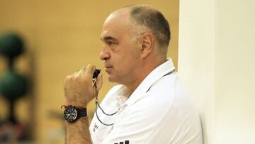 Pablo Laso, durante un entrenamiento del Real Madrid.