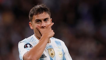 Soccer Football - Finalissima - Italy v Argentina - Wembley Stadium, London, Britain - June 1, 2022 Argentina's Paulo Dybala celebrates scoring their third goal REUTERS/Andrew Couldridge