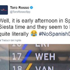 Toro Rosso ironiza con Alonso y Sainz: "Se han echado la siesta"